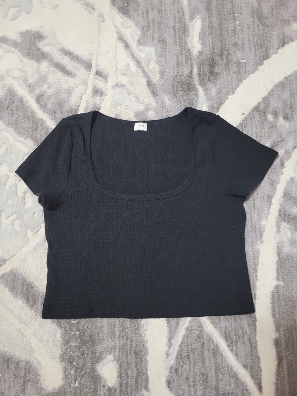 Wilfred Women’s Black Ribbed Scoop-Neck Crop Top Size XL